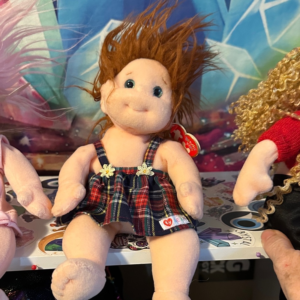 TY Beanie Kids Ginger Plaid Outfit Plush Doll 1992